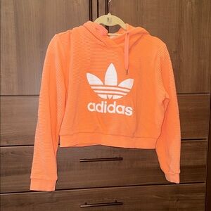 adidas Orange Cropped Hoodie